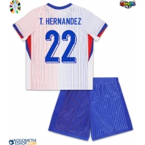 Otroški Nogometni dresi Francija Theo Hernandez #22 Gostujoči EP 2024 Kratek Rokav (+ Kratke hlače)